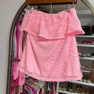 Lilly Pulitzer pink strapless lace top